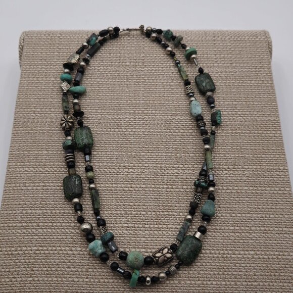 18 Inch Sterling Silver Handmade Various Stones Necklace B409 - Picture 1 of 7